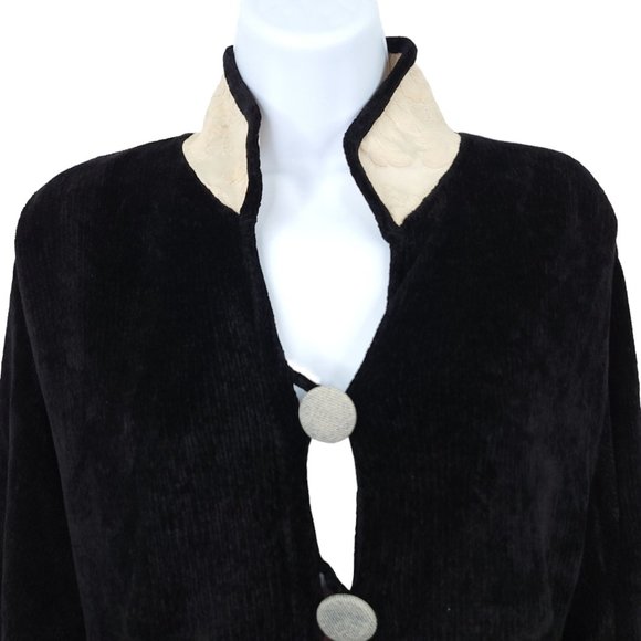 Womens XL Short Jacket NO SIZE TAG Cropped Boho Brocade Loop Button Closure - Picture 5 of 13